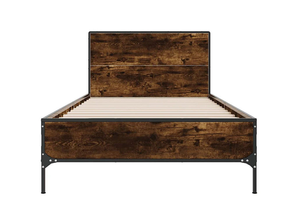 Cadre de lit sans matelas chêne fumé 100x200 cm