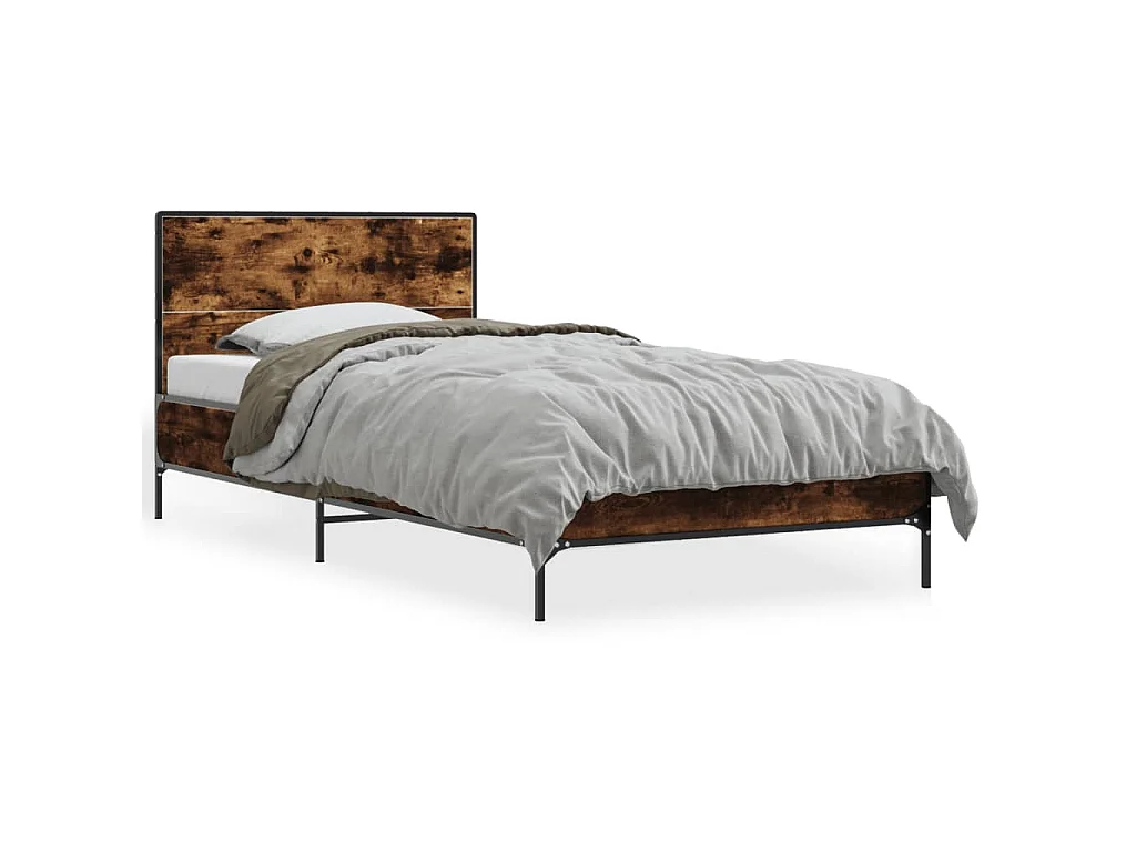 Cadre de lit sans matelas chêne fumé 100x200 cm