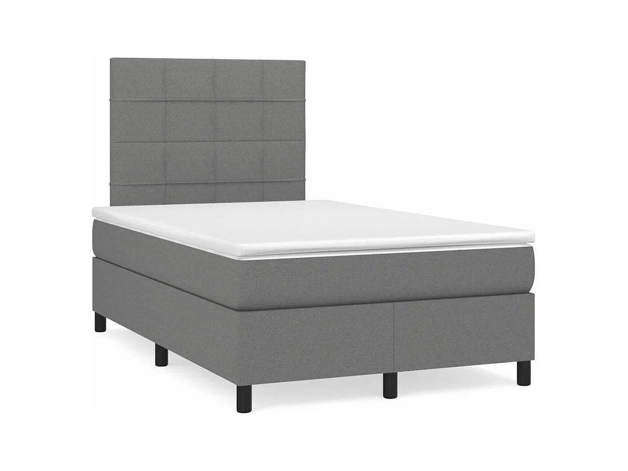 Sommier à lattes de lit avec matelas gris foncé 120x190cm tissu