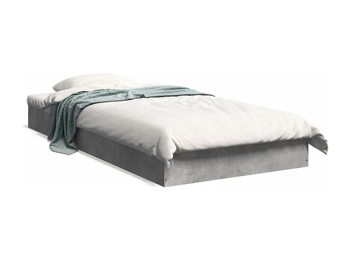Cadre de lit sans matelas gris béton 75x190 cm