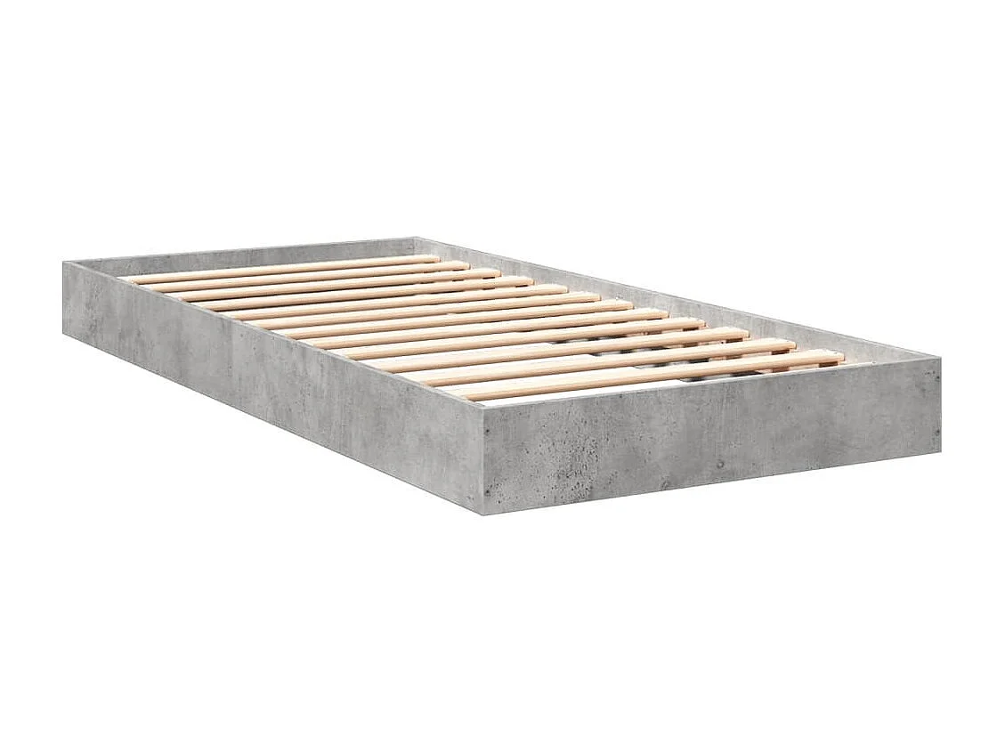 Cadre de lit sans matelas gris béton 75x190 cm