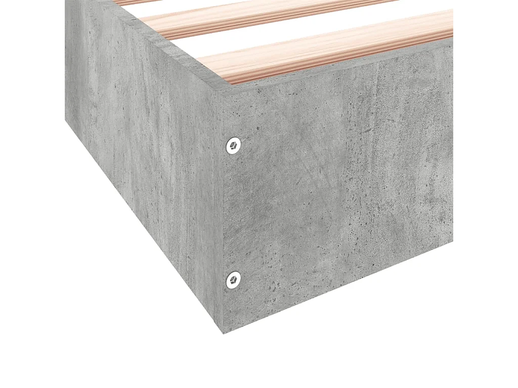 Cadre de lit sans matelas gris béton 75x190 cm