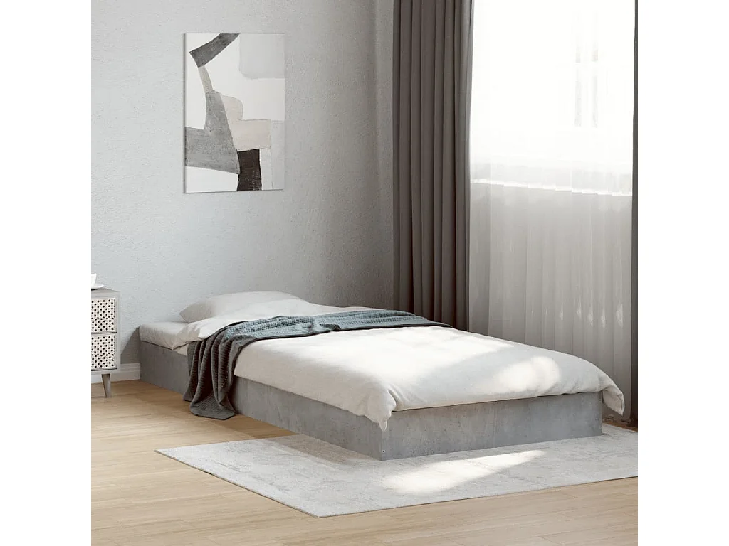 Cadre de lit sans matelas gris béton 75x190 cm
