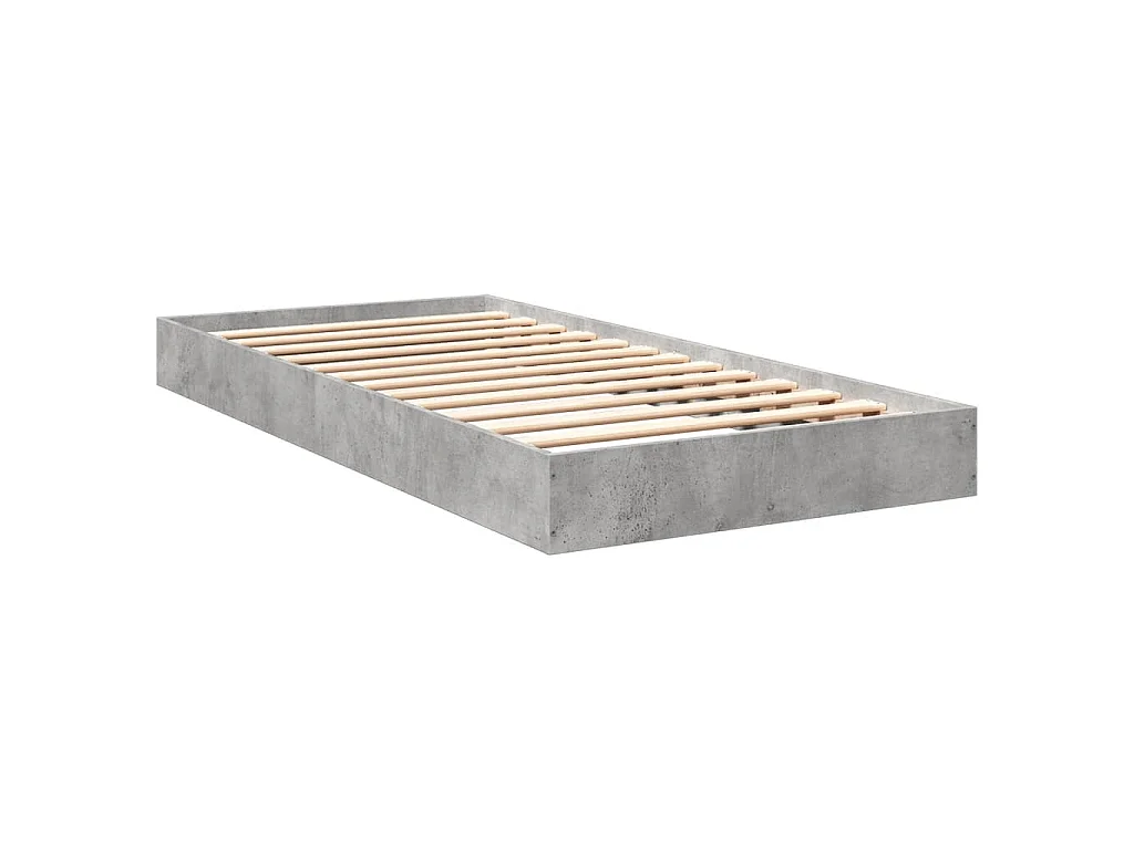 Cadre de lit sans matelas gris béton 75x190 cm