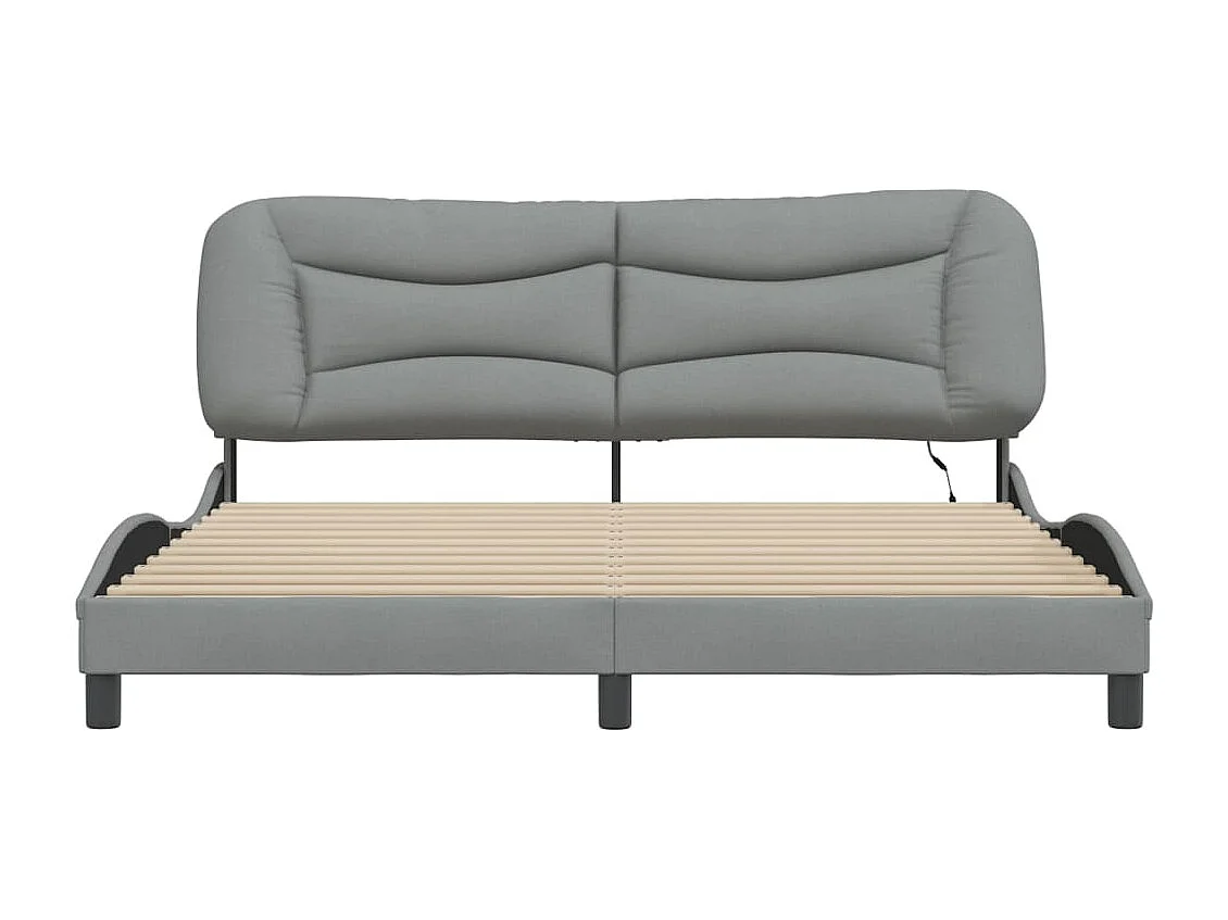 Bedframe met LED zonder matras "Hvar" stof 180x200 cm lichtgrijs