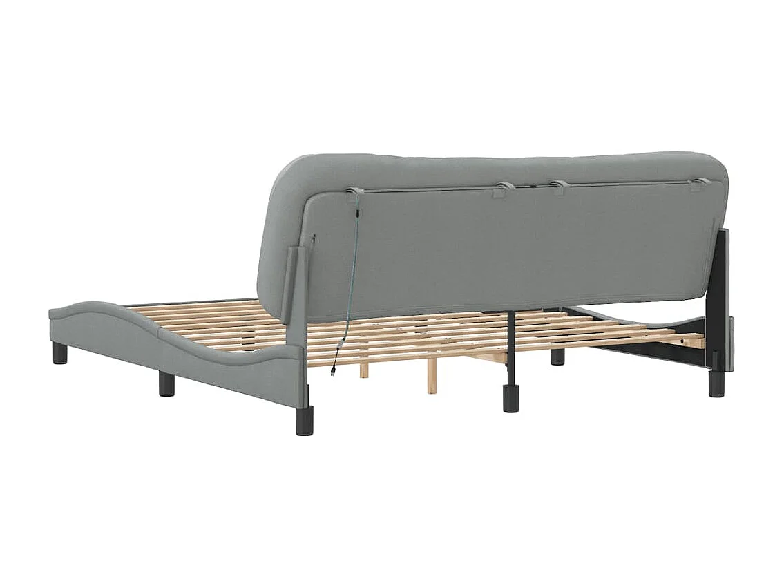 Bedframe met LED zonder matras "Hvar" stof 180x200 cm lichtgrijs