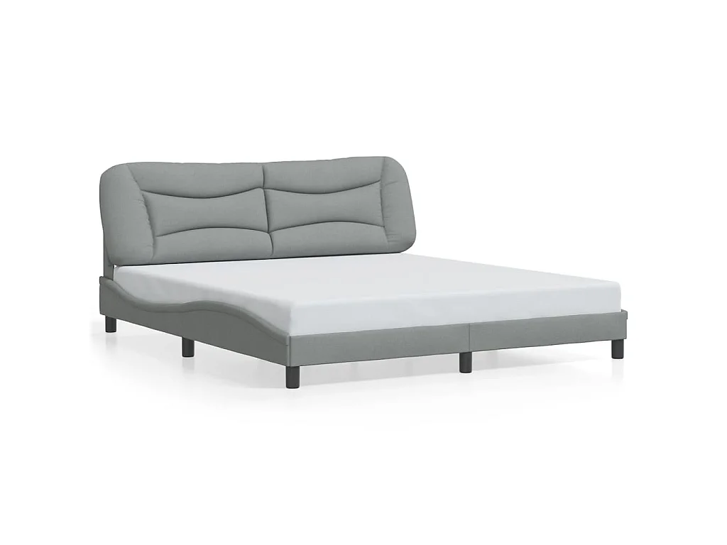 Cadre de lit avec LED sans matelas Hvar gris clair 180x200 cm tissu