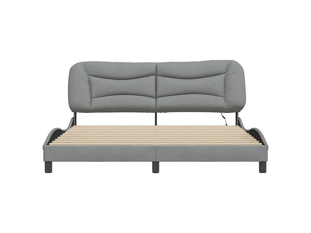 Cadre de lit avec LED sans matelas Hvar gris clair 180x200 cm tissu