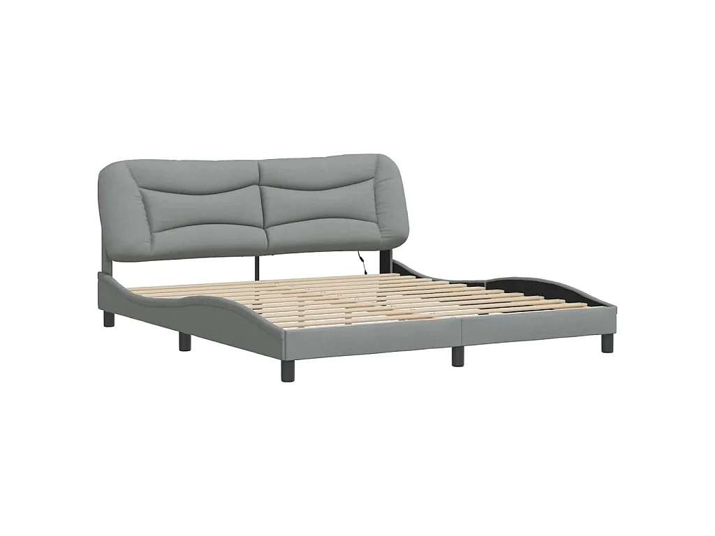 Bedframe met LED zonder matras "Hvar" stof 180x200 cm lichtgrijs