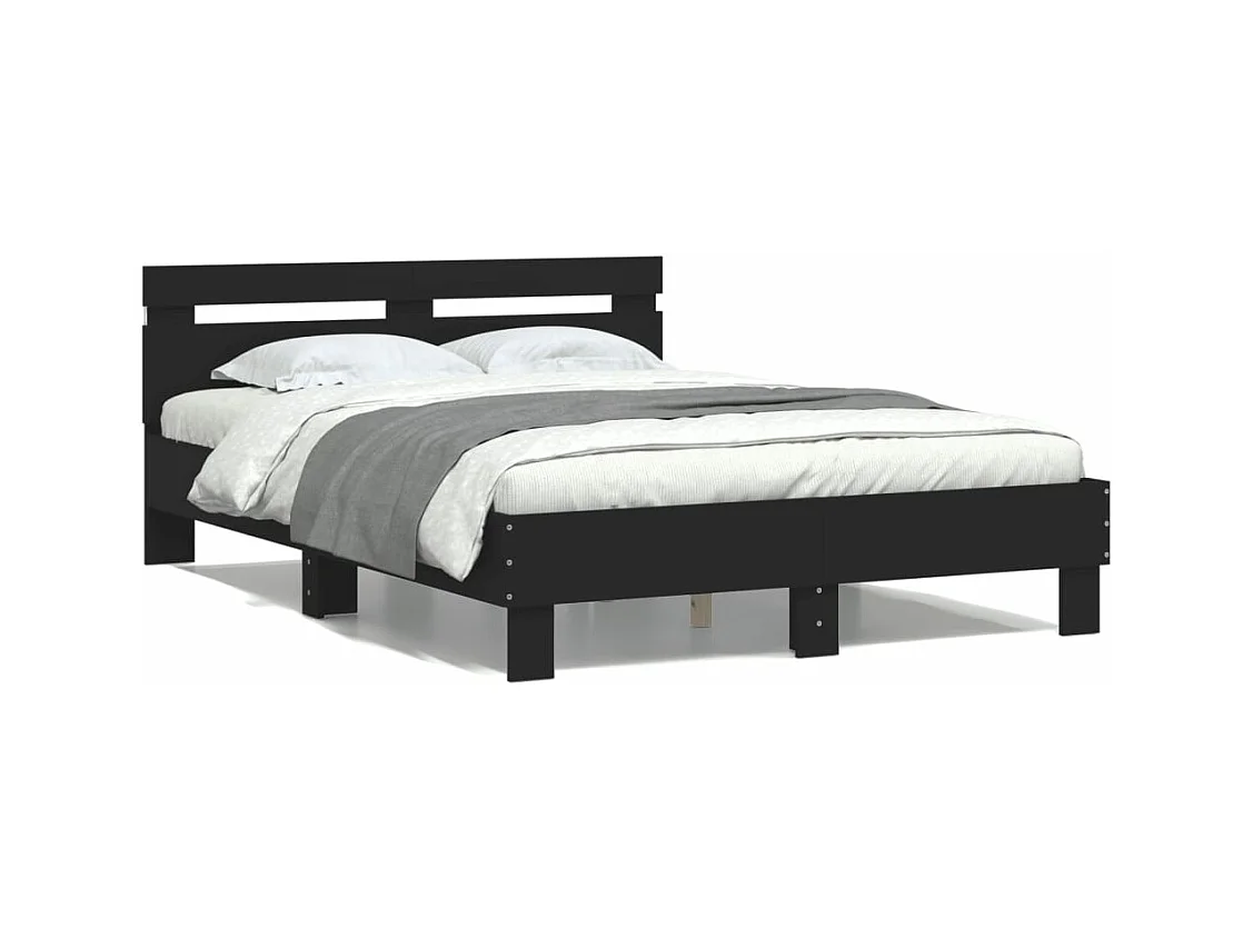 Cadre de lit avec LED sans matelas noir 120x190 cm