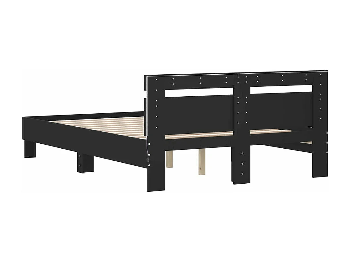 Estructura de cama con cabecero y luces LED negro 120x190 cm