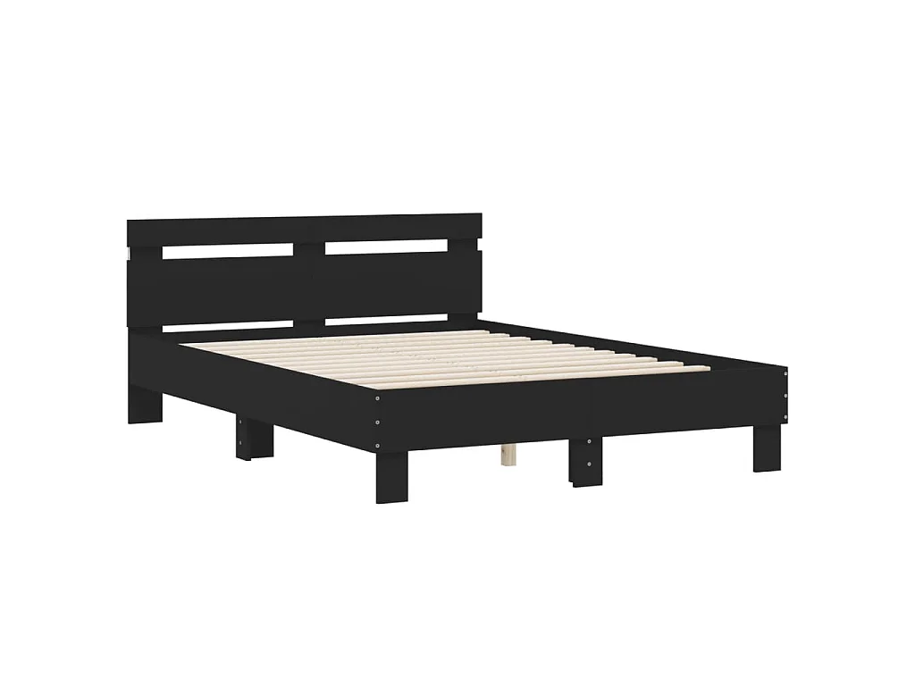 Cadre de lit avec LED sans matelas noir 120x190 cm