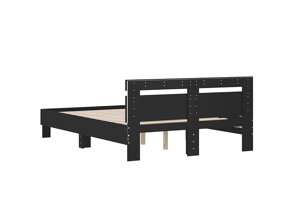 Cadre de lit avec LED sans matelas noir 120x190 cm