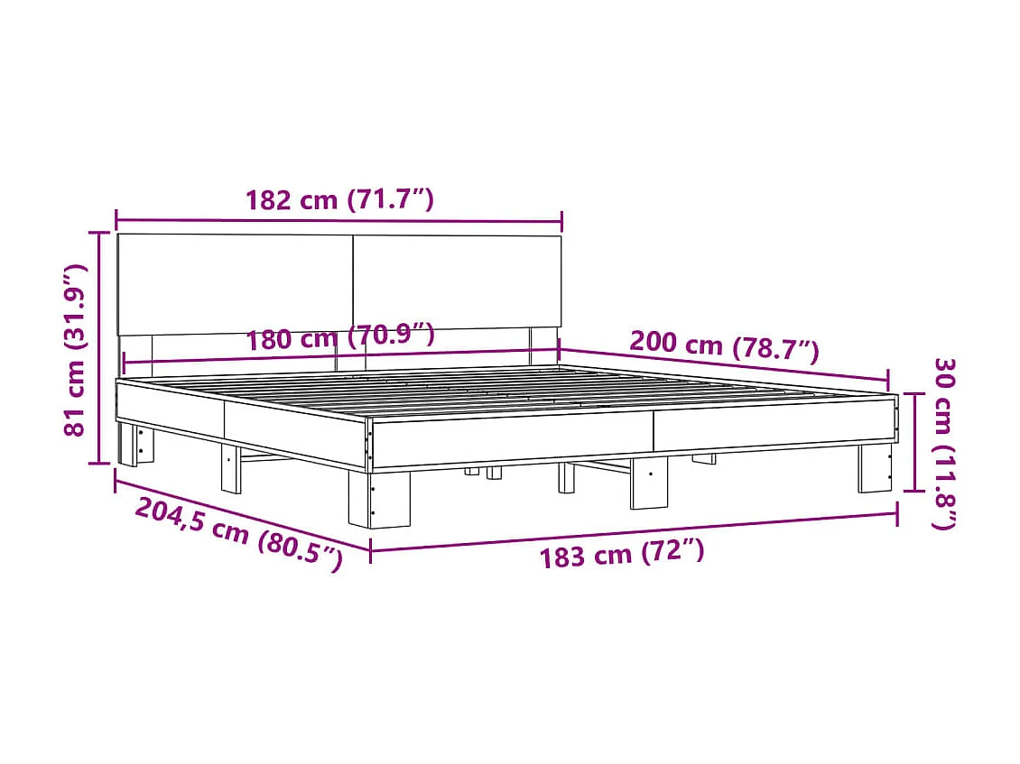 Cadre de lit sans matelas sonoma gris 180x200 cm