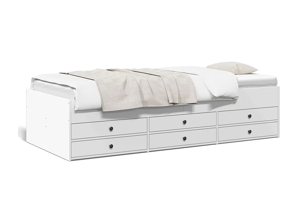 Divano Letto con Cassetti senza Materasso Bianco 90x190 cm