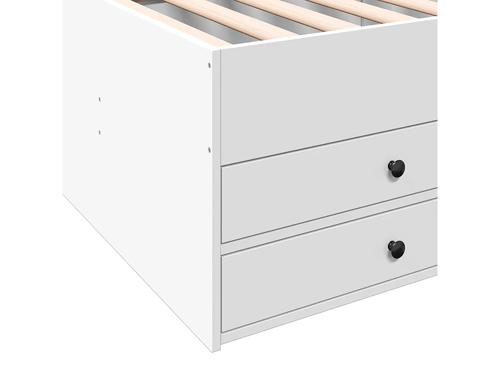Divano Letto con Cassetti senza Materasso Bianco 90x190 cm