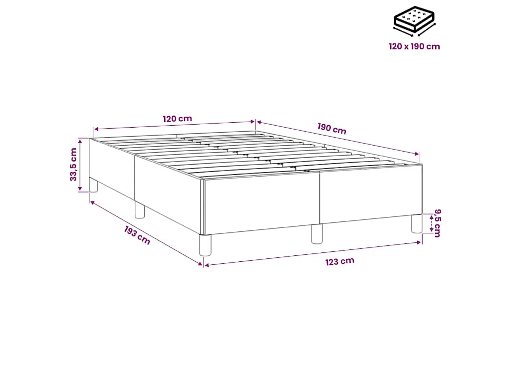 Estrutura de cama sem colchão 120x190 cm veludo rosa