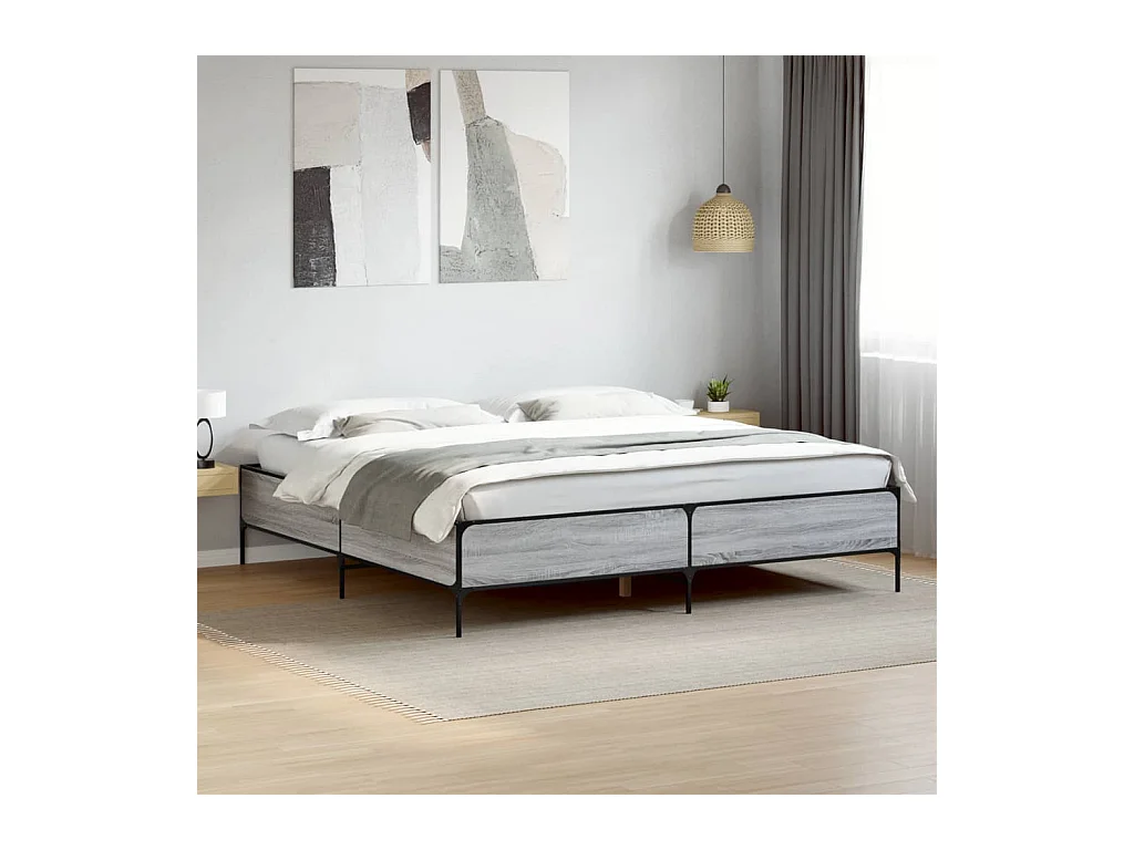 Cadre de lit sans matelas sonoma gris 200x200 cm