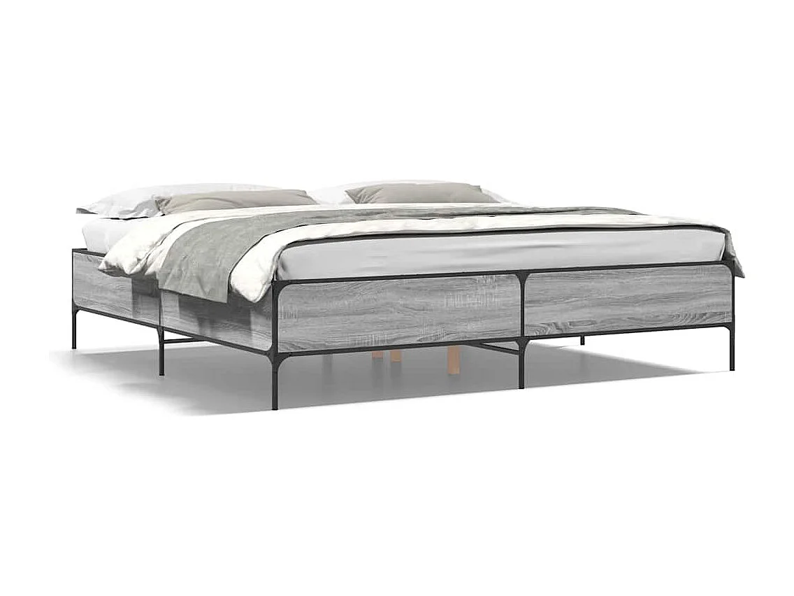 Cadre de lit sans matelas sonoma gris 200x200 cm