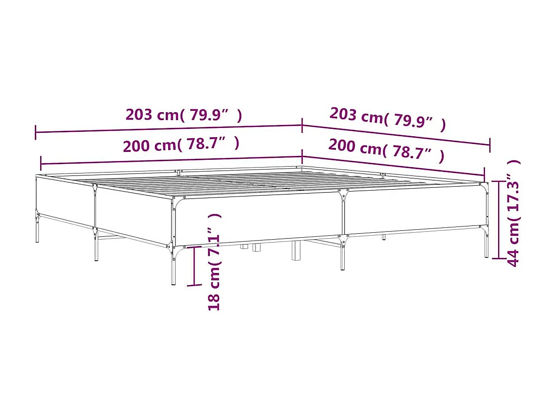 Cadre de lit sans matelas sonoma gris 200x200 cm