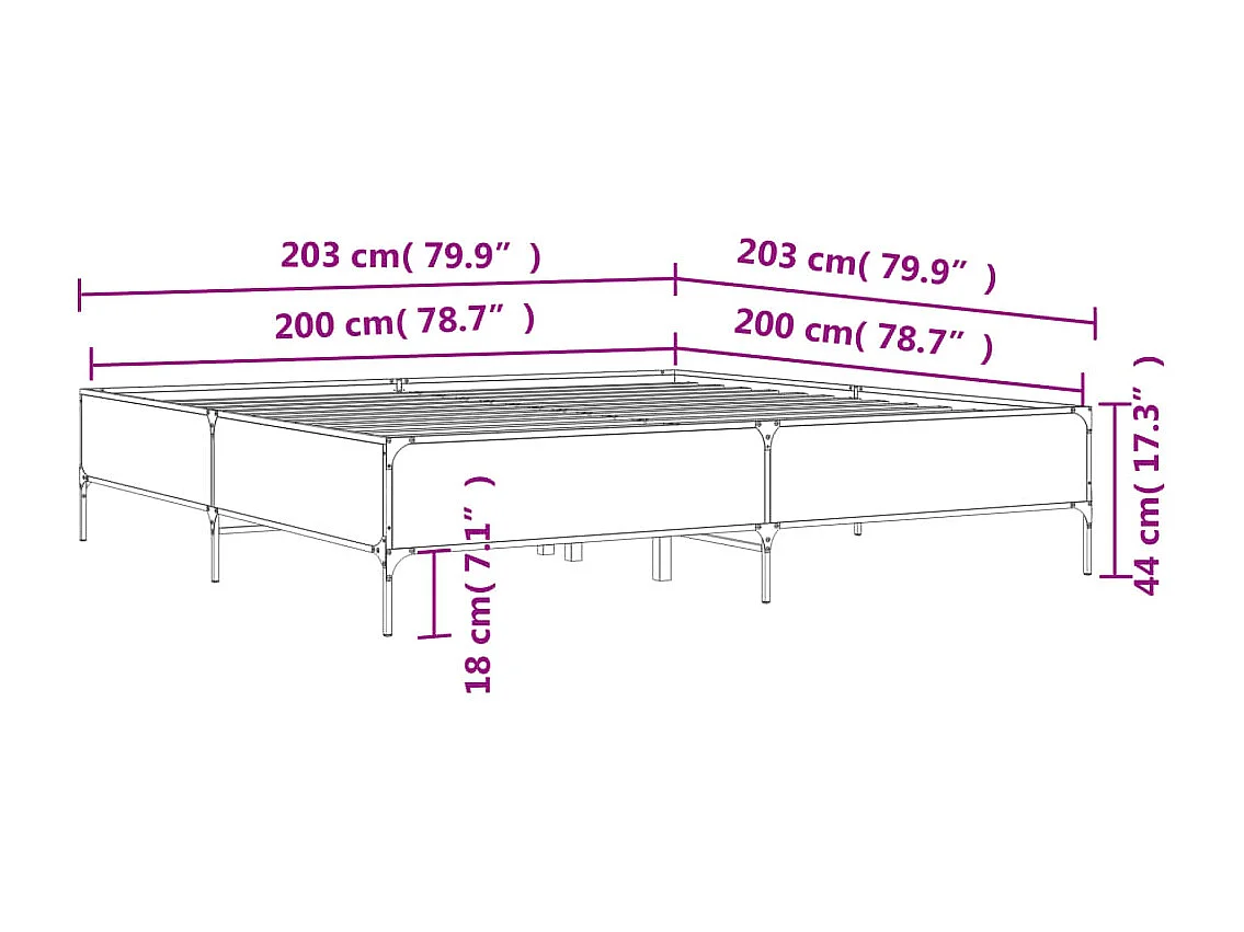 Cadre de lit sans matelas sonoma gris 200x200 cm