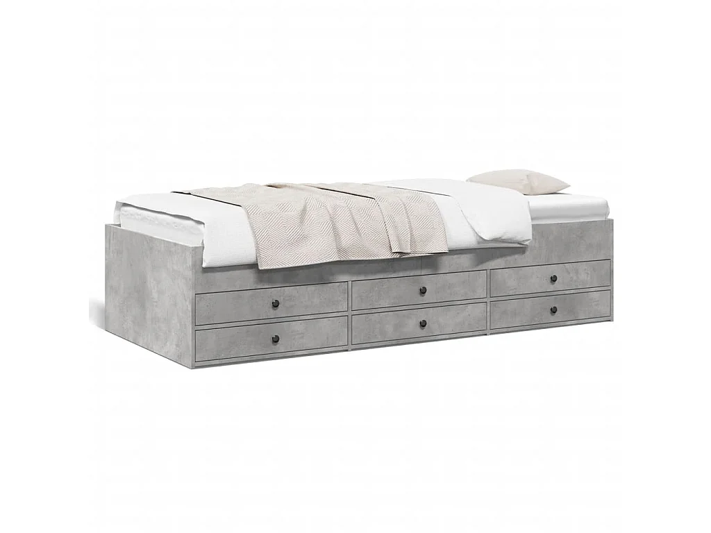 Tagesbett mit Schubladen ohne Matratze Betongrau 75x190 cm