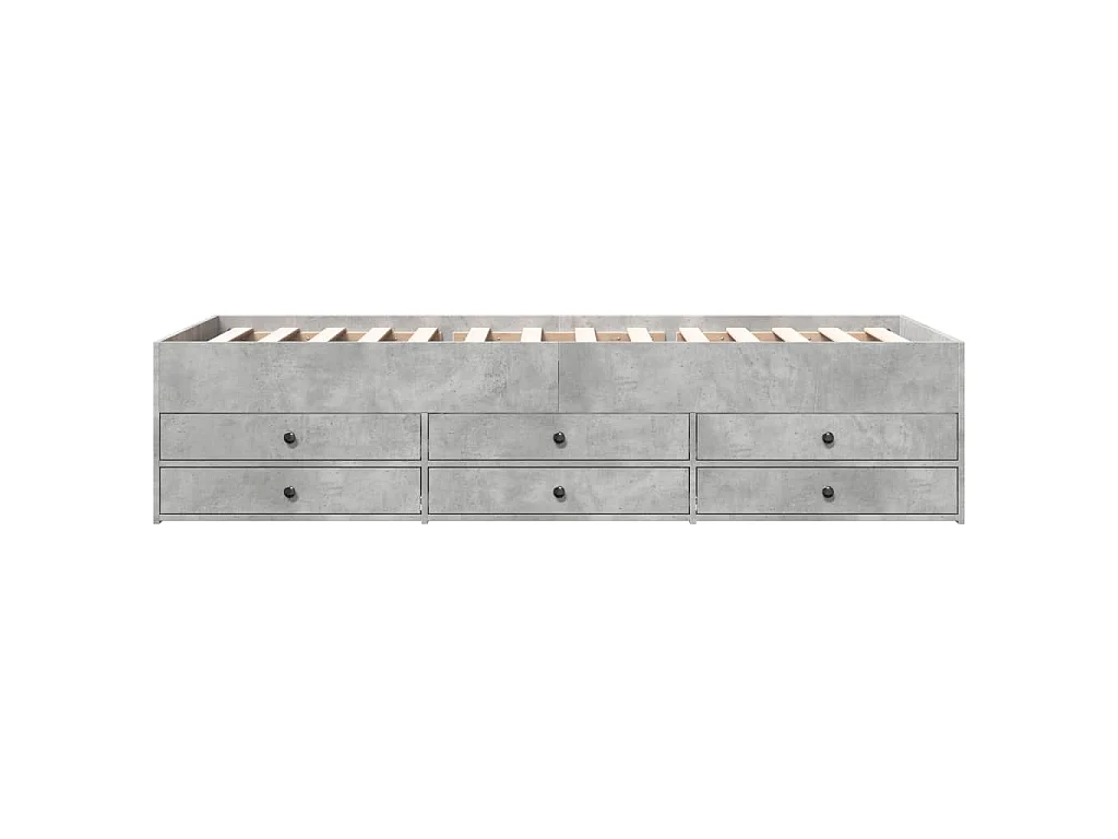 Tagesbett mit Schubladen ohne Matratze Betongrau 75x190 cm