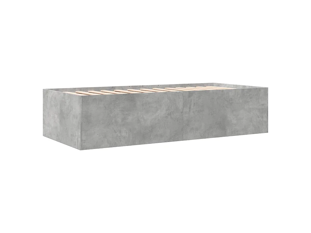 Tagesbett mit Schubladen ohne Matratze Betongrau 75x190 cm