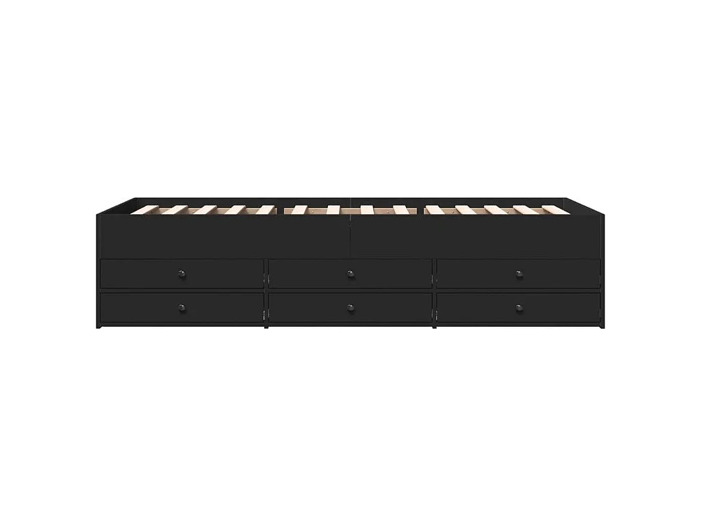 Divano Letto con Cassetti senza Materasso Nero 100x200 cm
