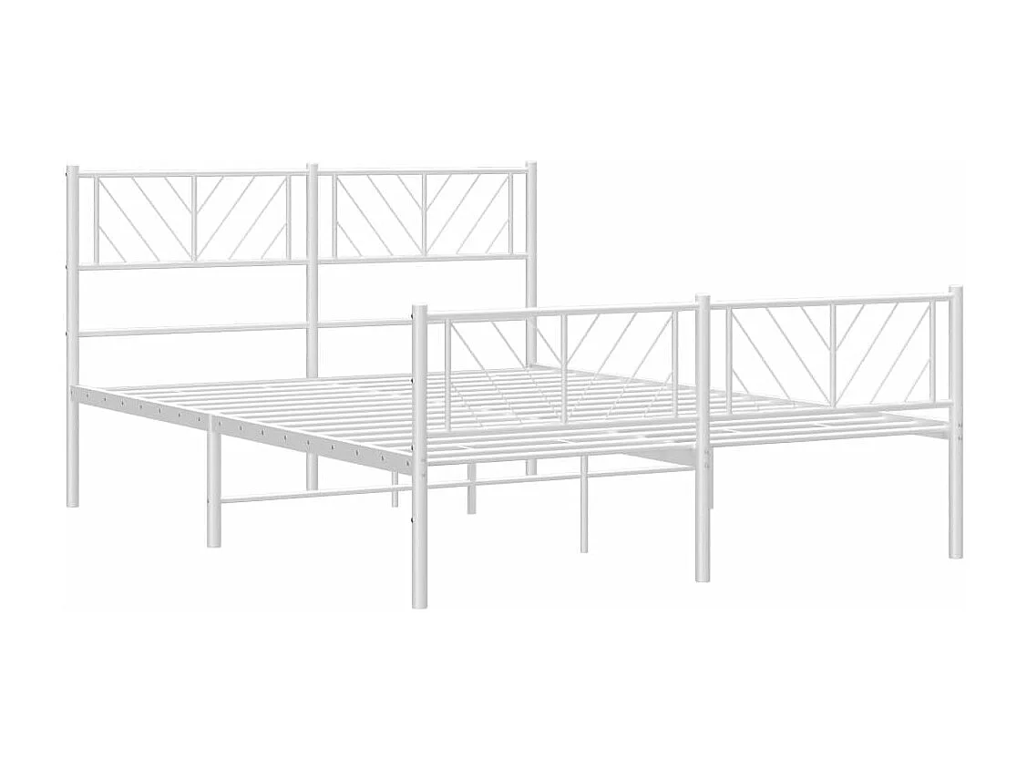 Estrutura de cama com cabeceira e pés 140x190 cm metal branco