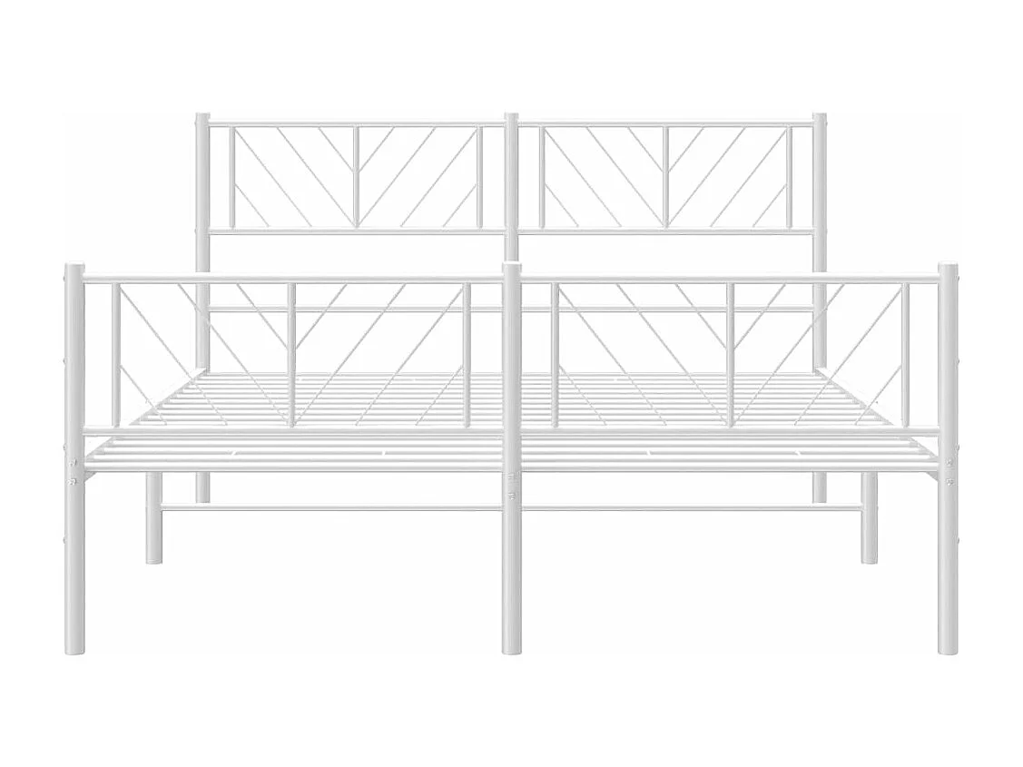Estrutura de cama com cabeceira e pés 140x190 cm metal branco