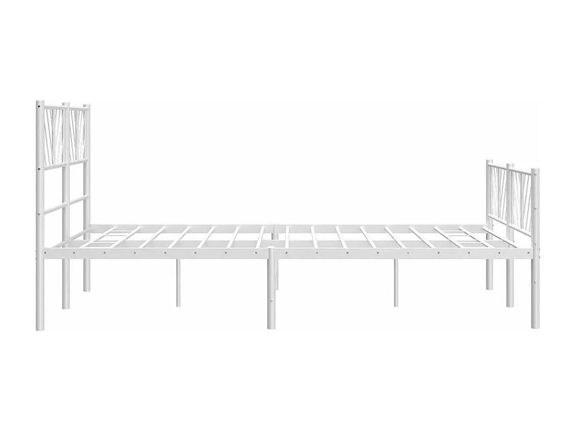 Cadre de lit métal sans matelas et pied de lit blanc 140x190 cm