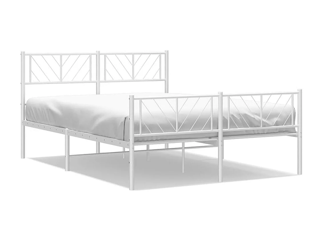 Giroletto con Testiera e Pediera Metallo Bianco 140x190 cm