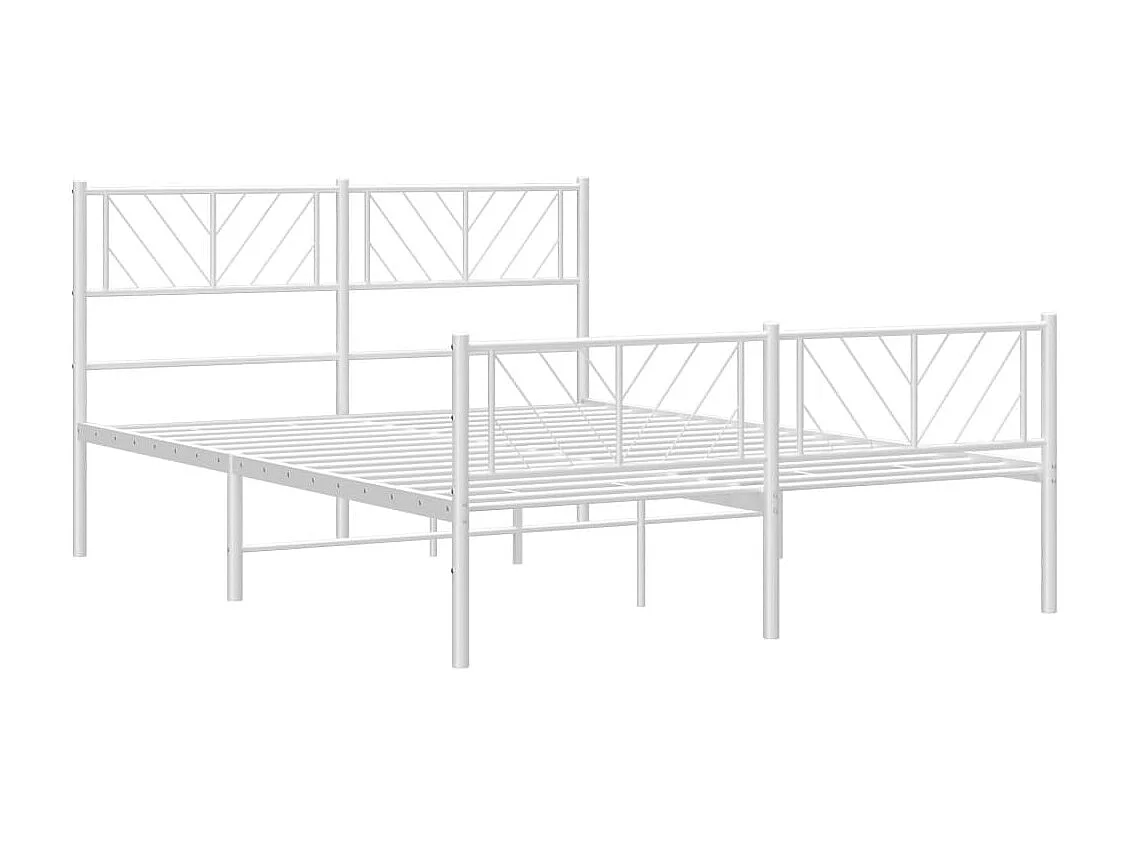 Giroletto con Testiera e Pediera Metallo Bianco 140x190 cm