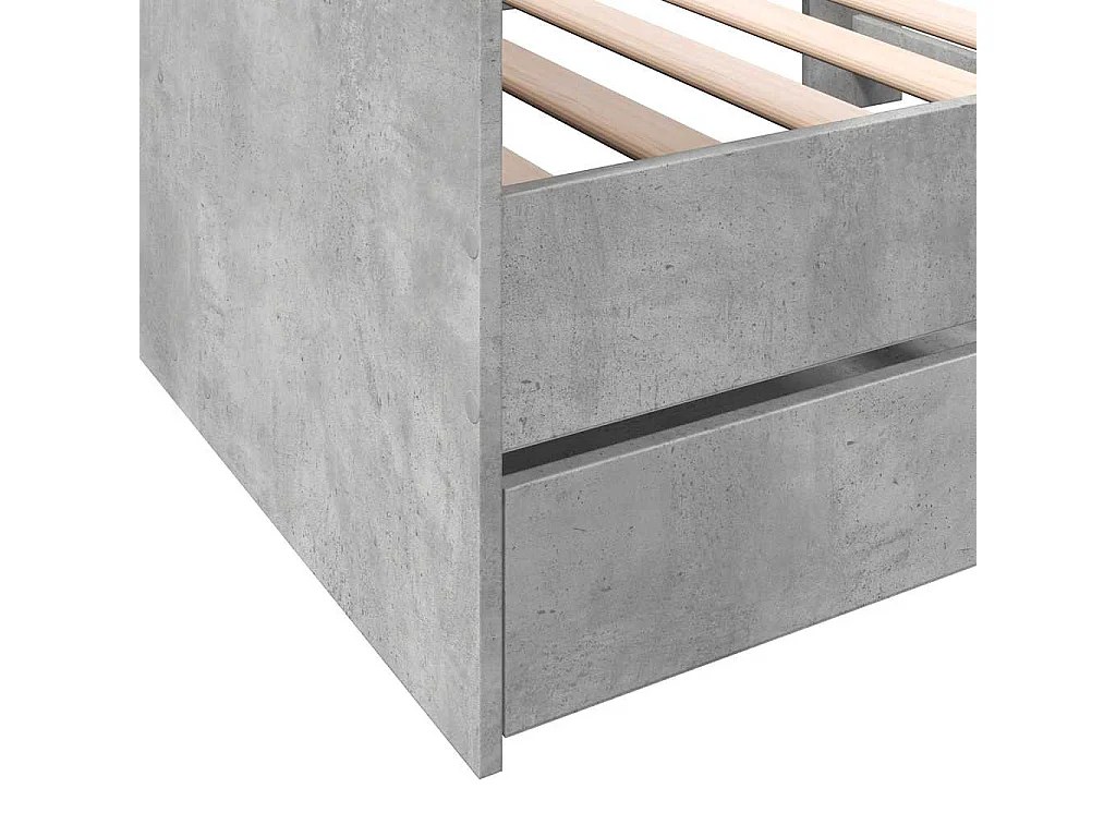 Lit de jour avec tiroirs sans matelas gris béton 90x190 cm