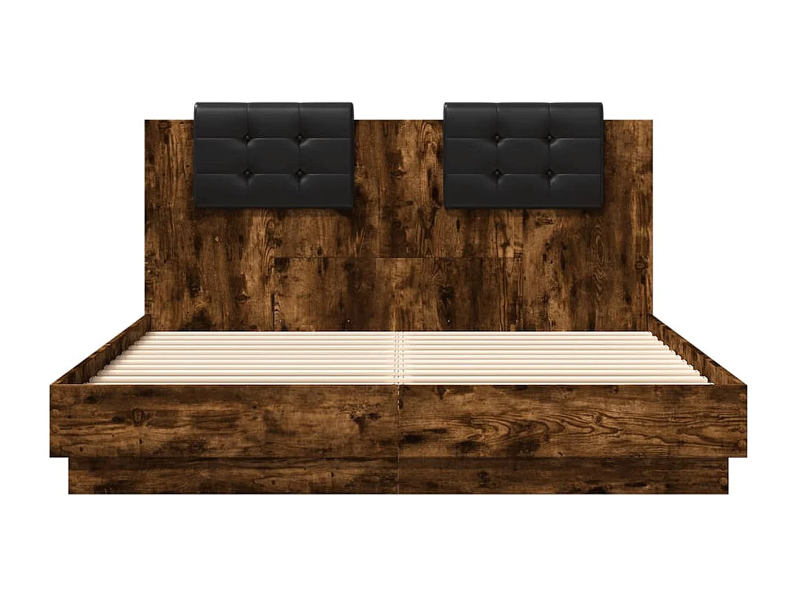 Cadre de lit sans matelas chêne fumé 150x200 cm