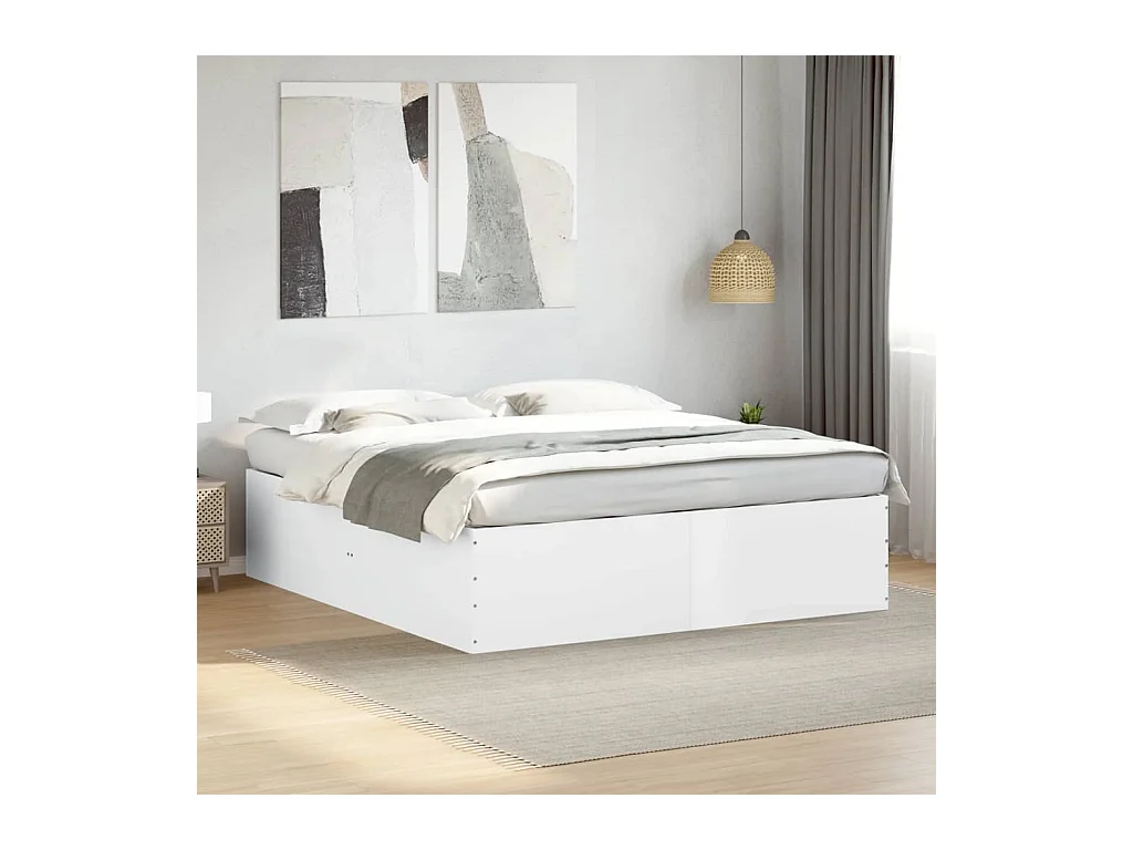 Cadre de lit sans matelas blanc 200x200 cm