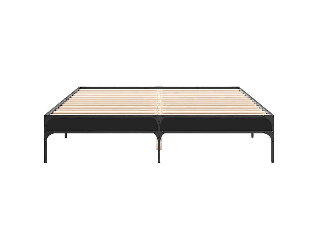 Bedframe bewerkt hout metaal zwart 140x200 cm
