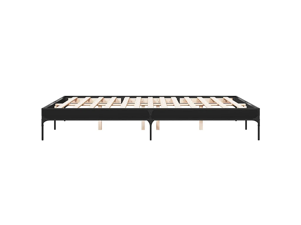 Bedframe bewerkt hout metaal zwart 140x200 cm