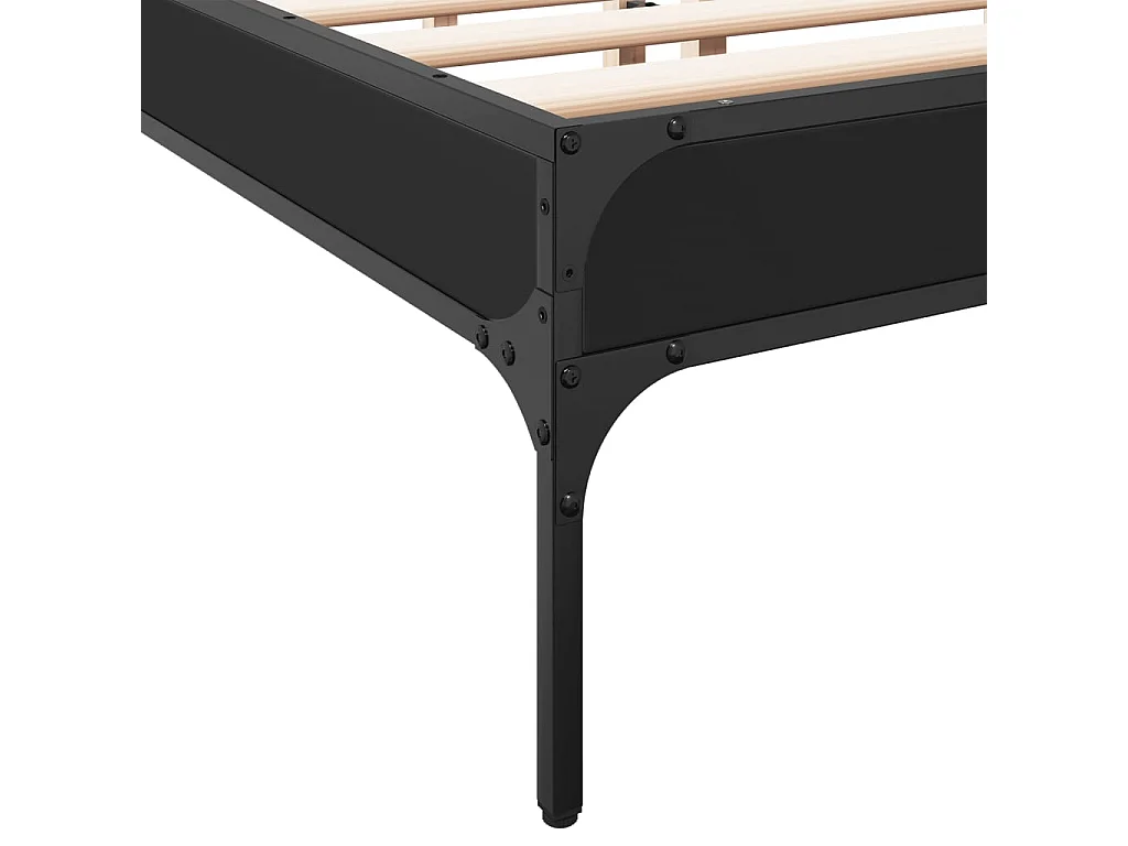 Bedframe bewerkt hout metaal zwart 140x200 cm