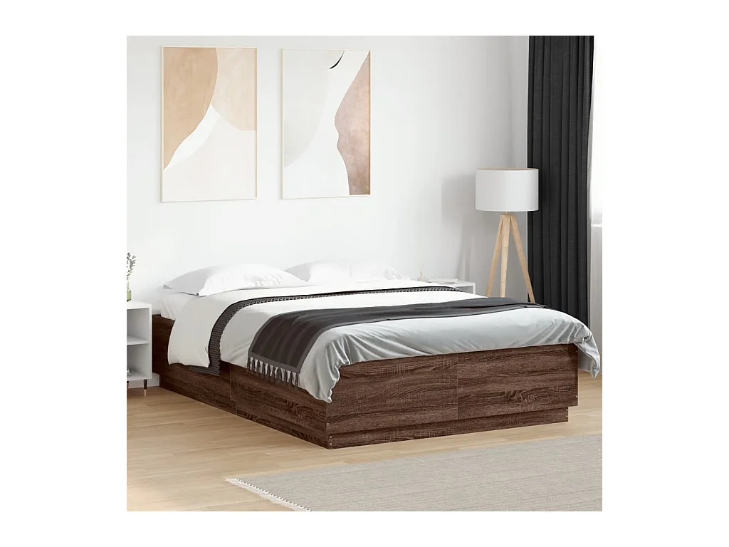Cadre de lit avec LED sans matelas chêne marron 160x200 cm