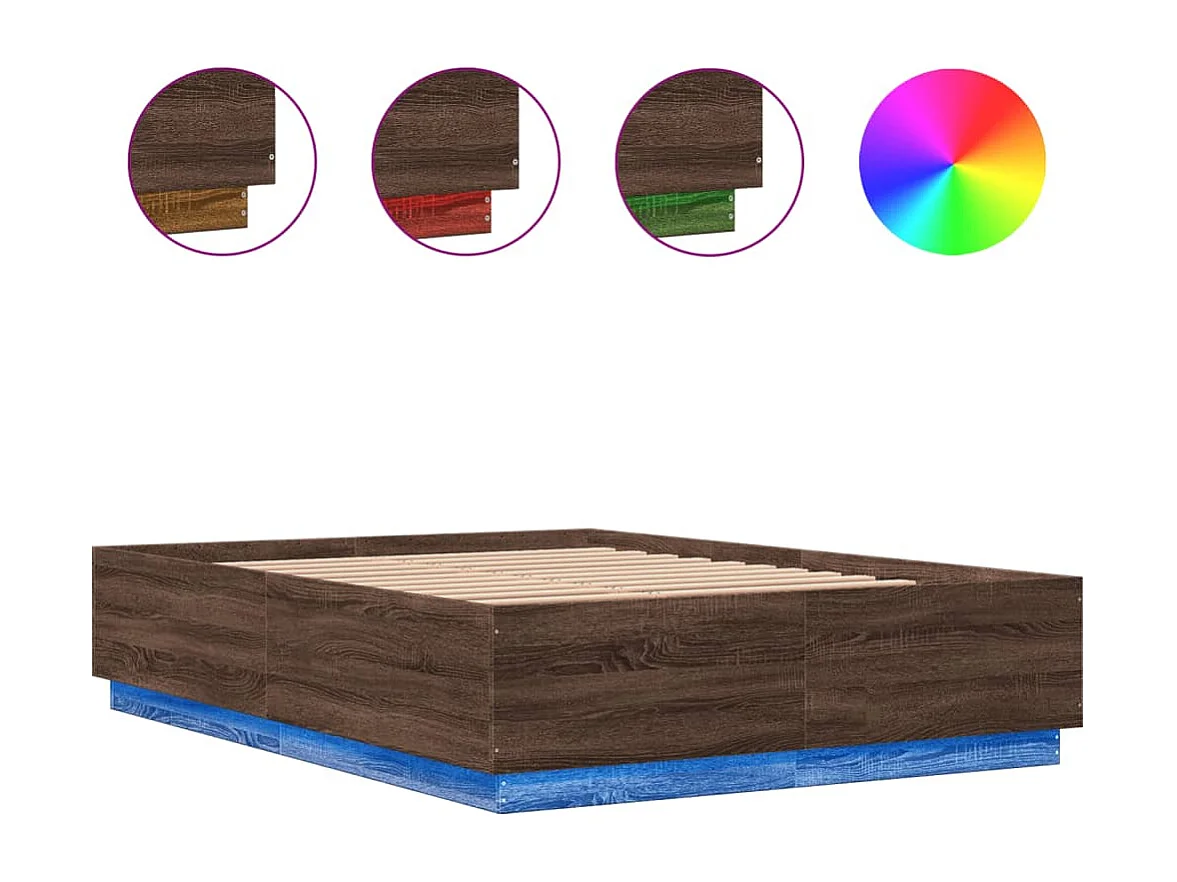 Bedframe met LED-verlichting bruin eikenkleurig 160x200 cm