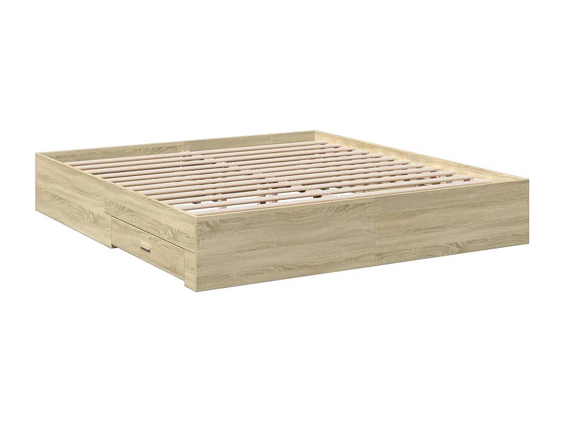 Cadre de lit avec tiroirs sans matelas chêne sonoma 200x200 cm