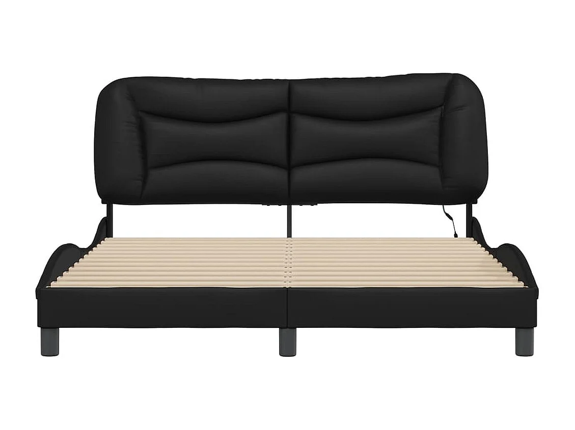 Cadre de lit avec LED sans matelas Hvar noir 160x200 cm