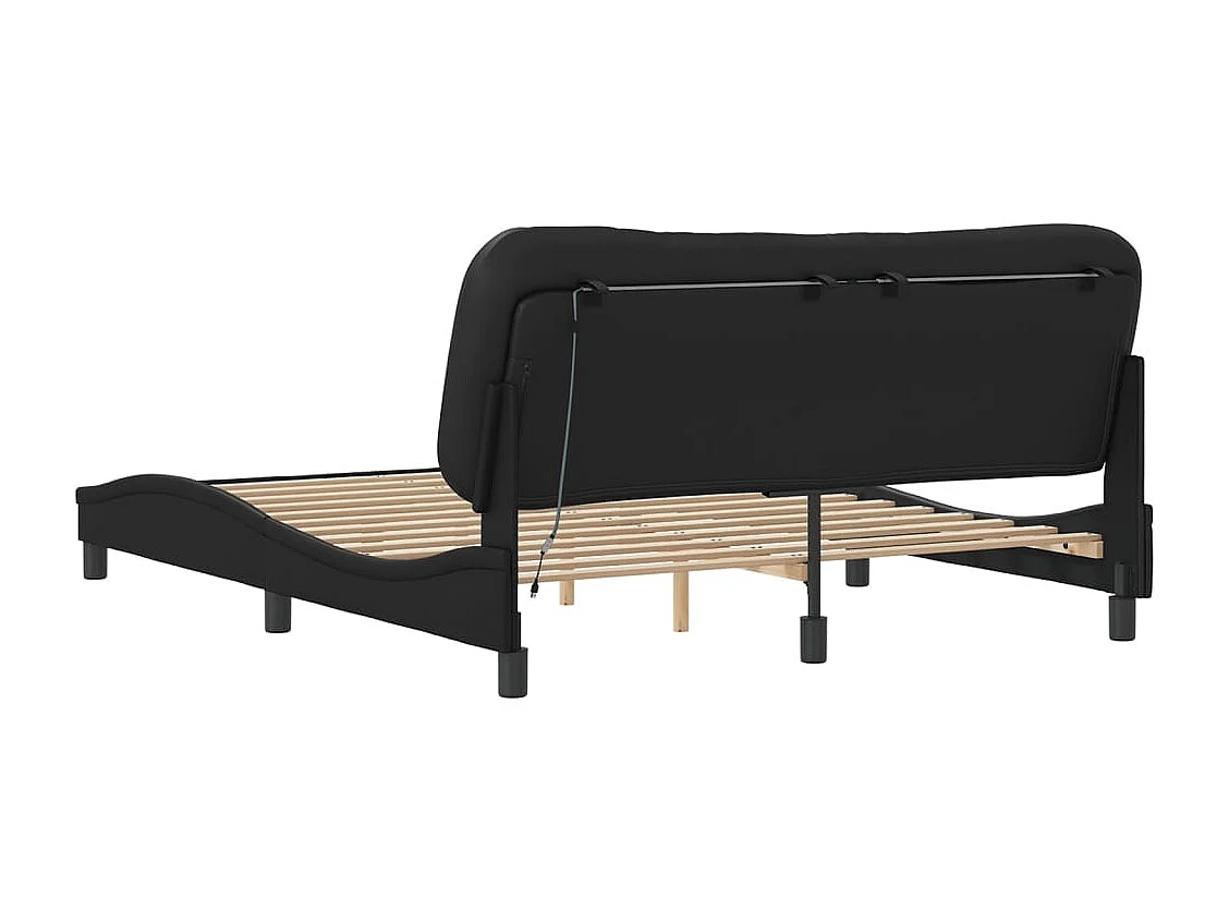 Cadre de lit avec LED sans matelas Hvar noir 160x200 cm