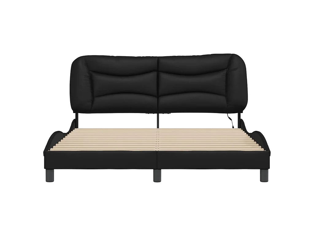 Bedframe met LED zonder matras "Hvar" zwart 160x200 cm