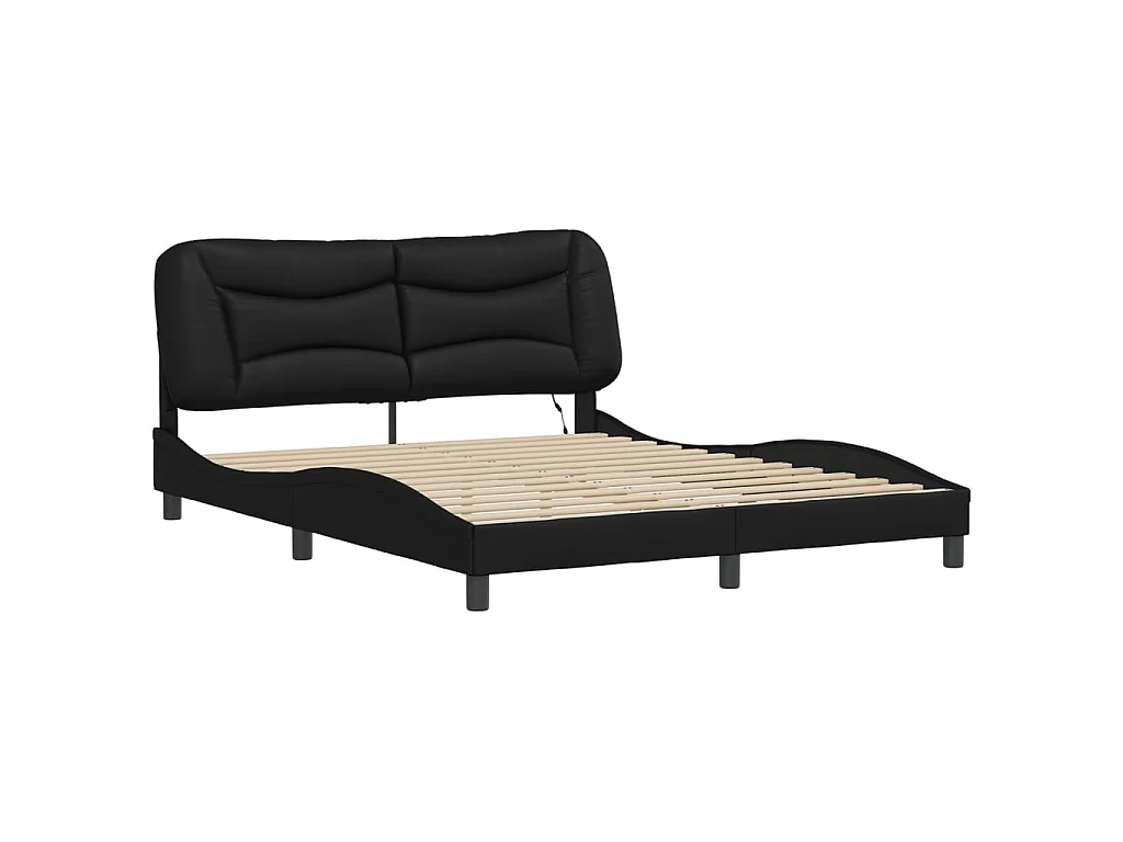 Bedframe met LED zonder matras "Hvar" zwart 160x200 cm