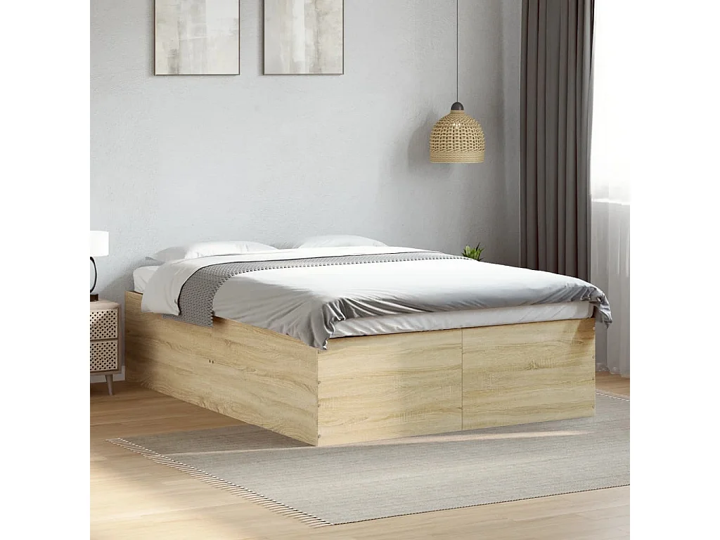 Bedframe bewerkt hout sonoma eikenkleurig 140x200 cm