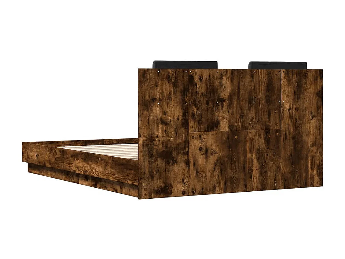 Estrutura cama c/ cabeceira/luzes LED 120x190cm carvalho fumado