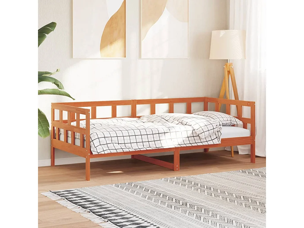 Sofá-cama sem colchão 90x190 cm pinho maciço castanho-mel